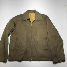 Monte Ferrari Reversible Jacket Womens Sz Large Vintage Zip Front Pockets Brown
