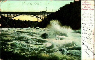 Niagara Falls New York NY Whirlpool Rapids Grand Trunk Bridge UDB Postcard 