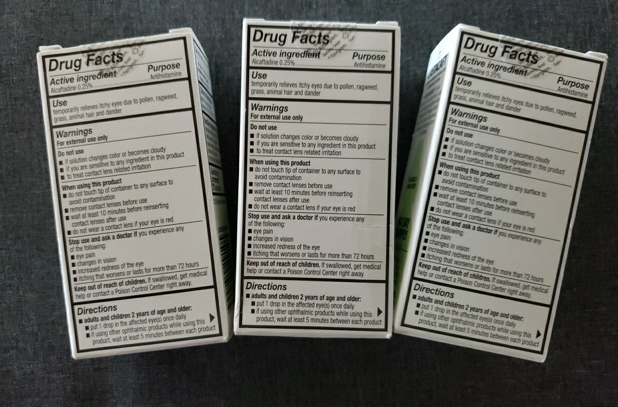 Lastacaft (96977) Eye Allergy Itch Relief Drops Three Total 5mL