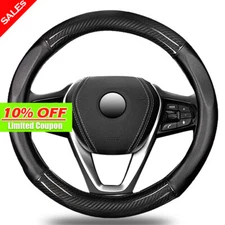 15" Diameter NEW Deluxe Leather Black Car Steering Wheel Cover For CADILLAC USA