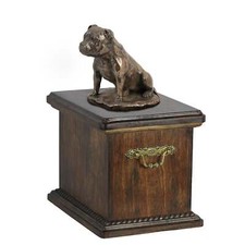 Wood Casket Staffordshire Bull Terrier Memorial Urn for Dog's ashes