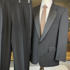 VTG Cricketeer 40L 36 x 32 2Pc Black 100 Wool 1 Button Tuxedo