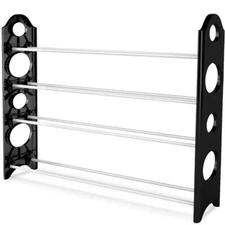 Concise Integration 4 Layers 20 Pairs Shoe Rack Black & White