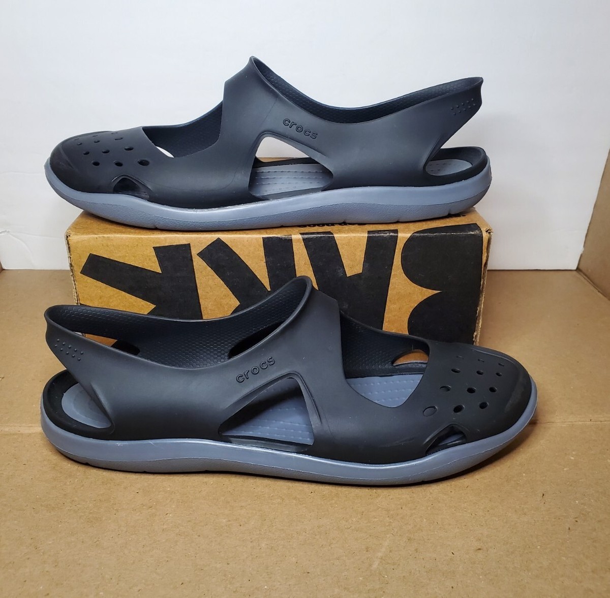 Crocs Swiftwater Wave Mary Jane Black Slip On Sandal shoes Women's Size 10