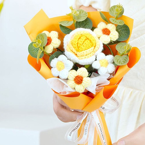 Crochet Flower Bouquet Rose Handmade Knitted Eternal Flowers Bouquet GV - Picture 6 of 18