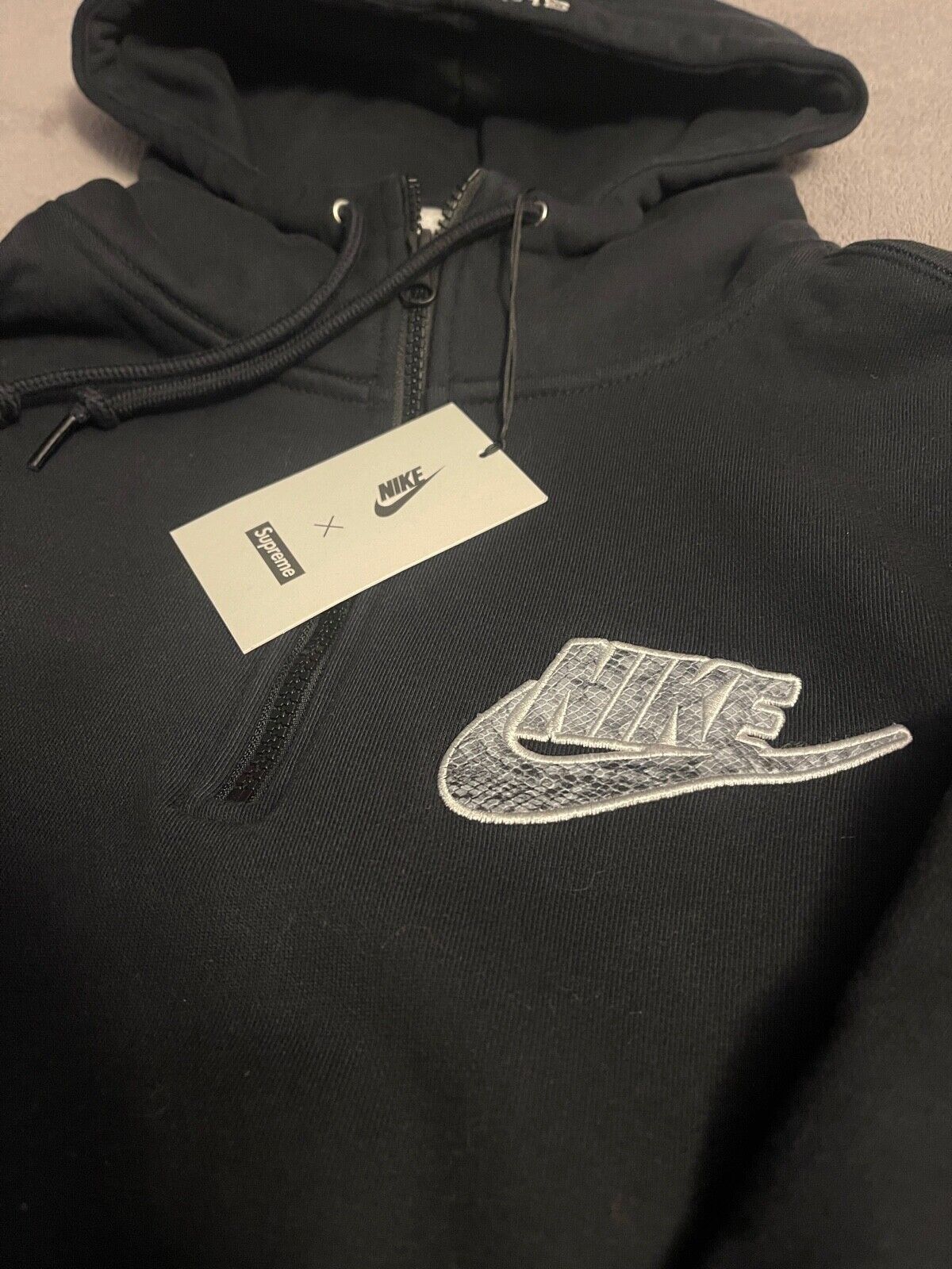 NWT Supreme Nike Half Zip Hooded Sweatshirt Black M Medium Hoodie