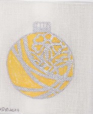 Vintage Glass Ornament Christmas Needlepoint Canvas Hand Painted 18 mesh signed