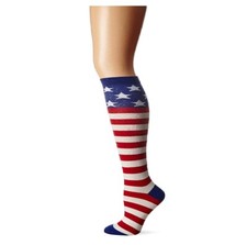 K. Bell American Flag Knee High Socks, Red/White/Blue, Size 4-10, 1 Pair