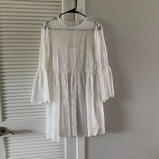 ZARA Women Floral Embroidered Dress 4786/078, White, Size S