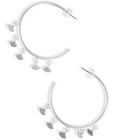 lucky brand earrings silver tone fan charm hoop new with tags — photo 2