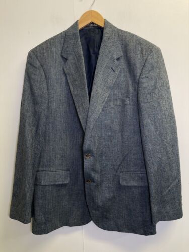 New England Collection Silk Jacket Blazer Mens 42R Blue Melange - Picture 1 of 12