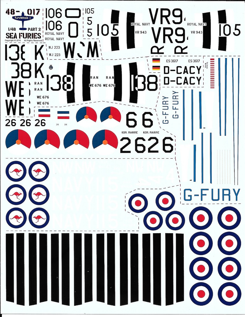 Fundekals 1/48 decals Hawker Sea Fury Royal Australian Navy markings 48017 Fundekals 1/48 decals Hawker Sea Fury Royal Australian Navy markings 48017