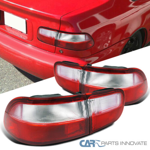 Fits 92-95 Honda Civic 2/4Dr Coupe Sedan Red/Clear Tail Lights Rear Brake Lamps - Photo 1 sur 12
