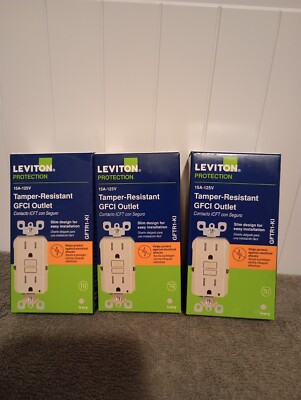 #ad Lot Of 3 Leviton GFCI Outlet R91 GFTR1 KI 15A 125Volt Ivory Tamper Resistant. $39.99