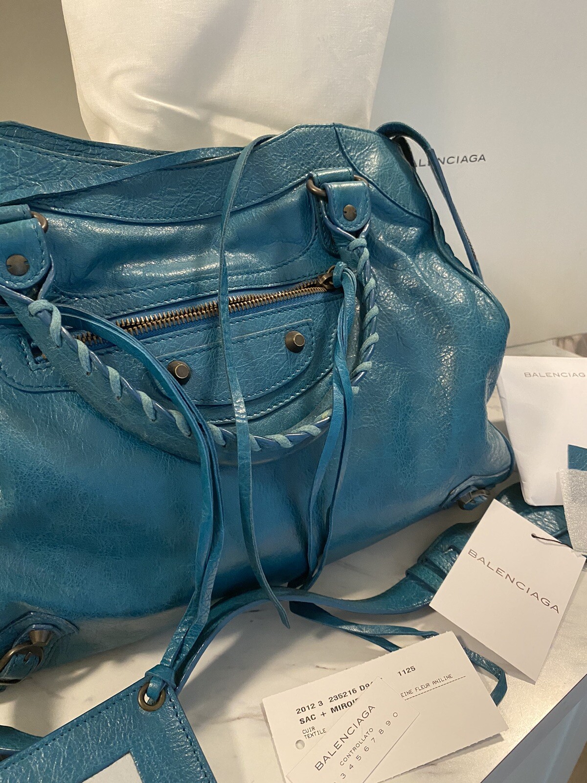 Balenciaga City bag CROSS BODY “Velo” Green/Teal Gem