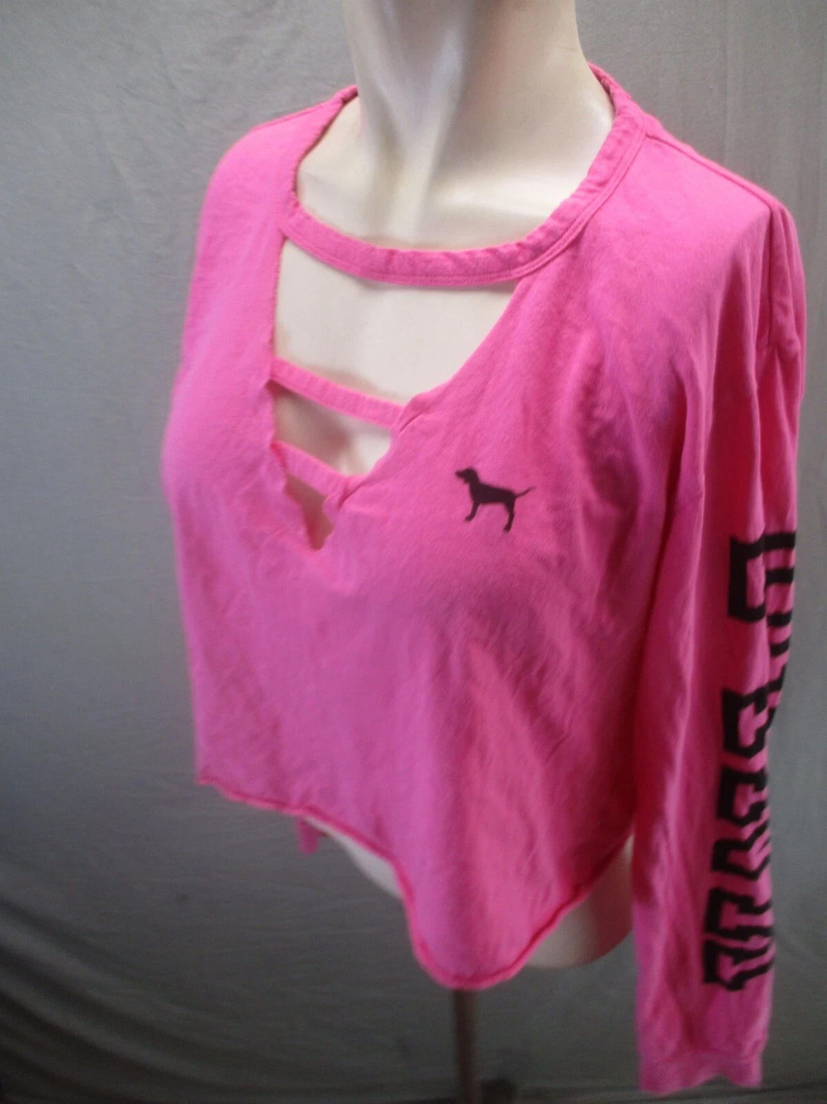 victoria-secret-vs long sleeve cutout crop athletic shirt