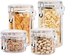Oggi 4-Piece Clear Canister Set Clamp Airtight Food Storage Container BPA Free