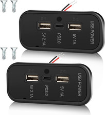 2PCS 3 Ports 12V RV USB Outlet 45.5W, PD3.0 Type-C Quick Charge Dual USB a Por