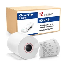 Clover Flex Paper Rolls - 20 Rolls - 2 1/4'’ x 50’- 48 GSM - Clover Flex Rece...