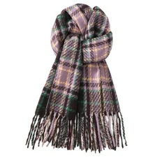 Winter Scarf for Women Fashion Soft Feel Plaid Womens Scarfs, Warm Purple Scraf