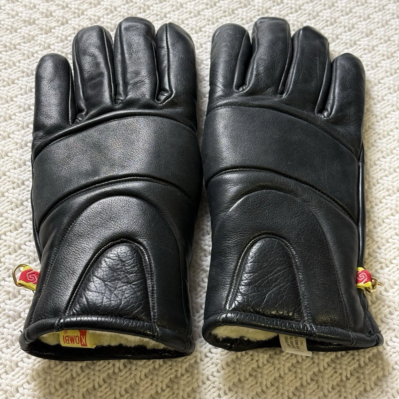Vintage Kombi Black Genuine Leather Insulated Winter Gloves Men’s Medium Japan