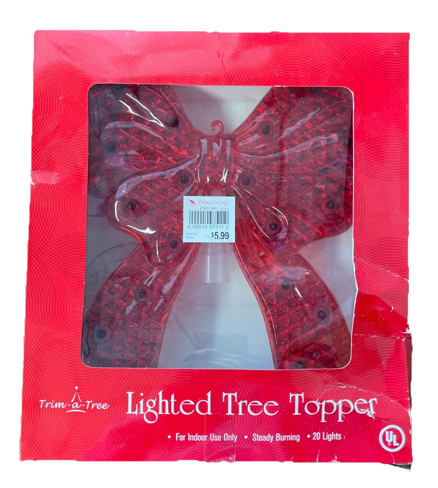 Trim A Tree Lighted Tree Topper Red Bow