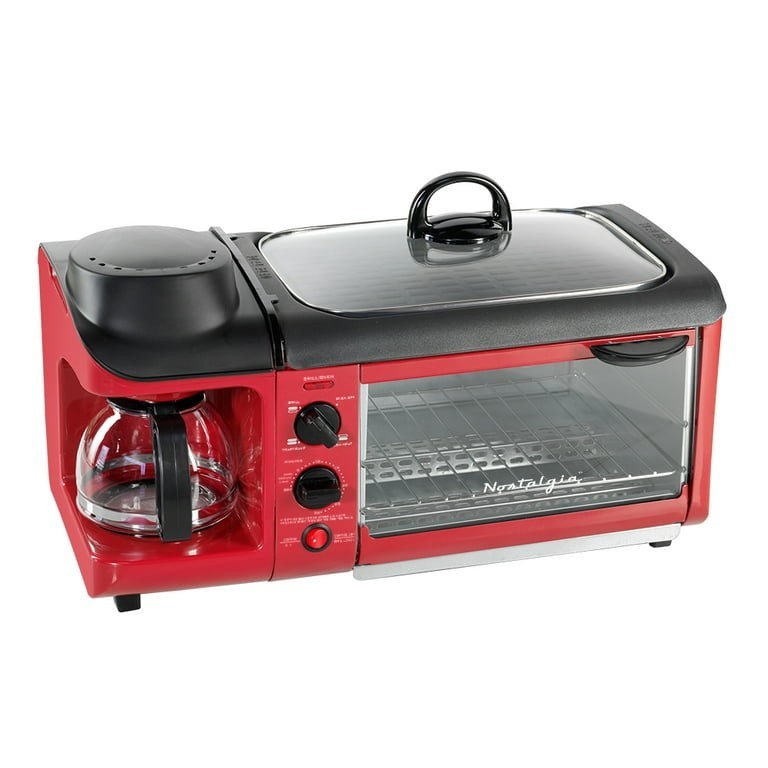 Griddle Toaster Oven Combo Red