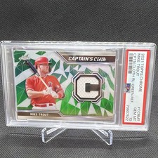 Topps Chrome 2021 Captain's Cloth Green Ref Mike Trout CCR-MT PSA 10 Angels