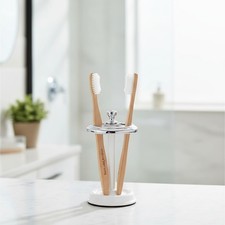 Toothbrush Holder Bathroom Countertop Stainless Steel 4 Compartments Modern