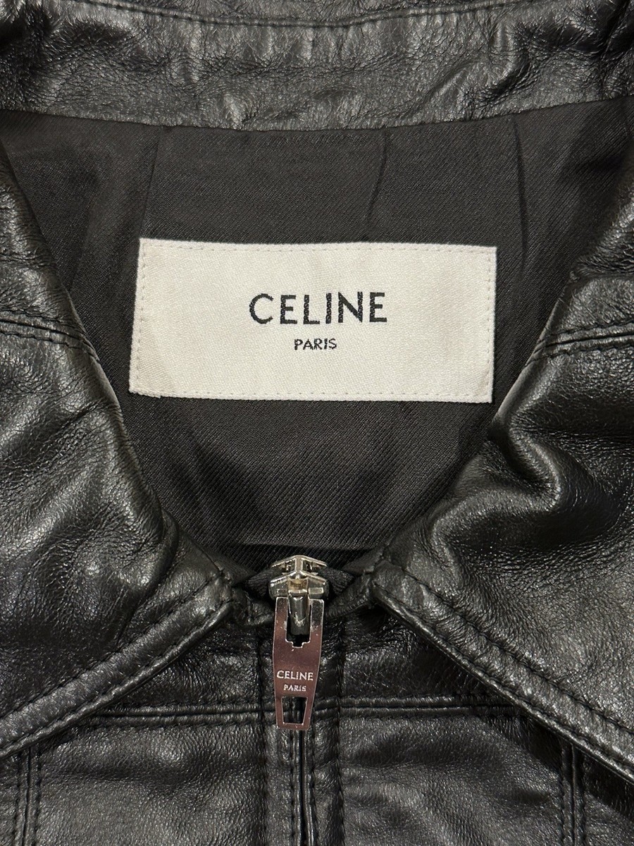 Celine x Hedi FW22 Leather Eyelet Cut-Out Stud Patch Jacket | eBay