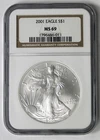 2001 American Silver Eagle - NGC MS69 - Brown Label !!