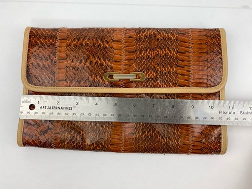 Vintage Caprice Brown Snakeskin Leathers Clutch Purse Shoulder Bag - Picture 11 of 12