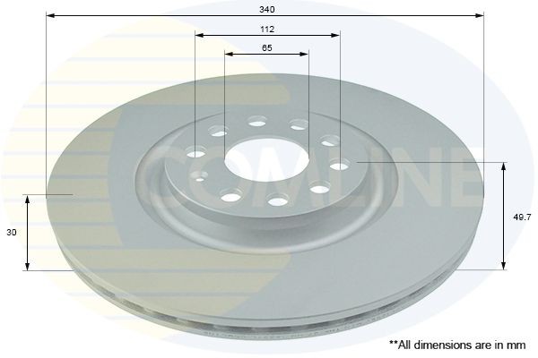 Brake Disc Front Fits Audi A3 Q2 Q3 TT Cupra Leon Seat Skoda VW COMLINE ADC1498V