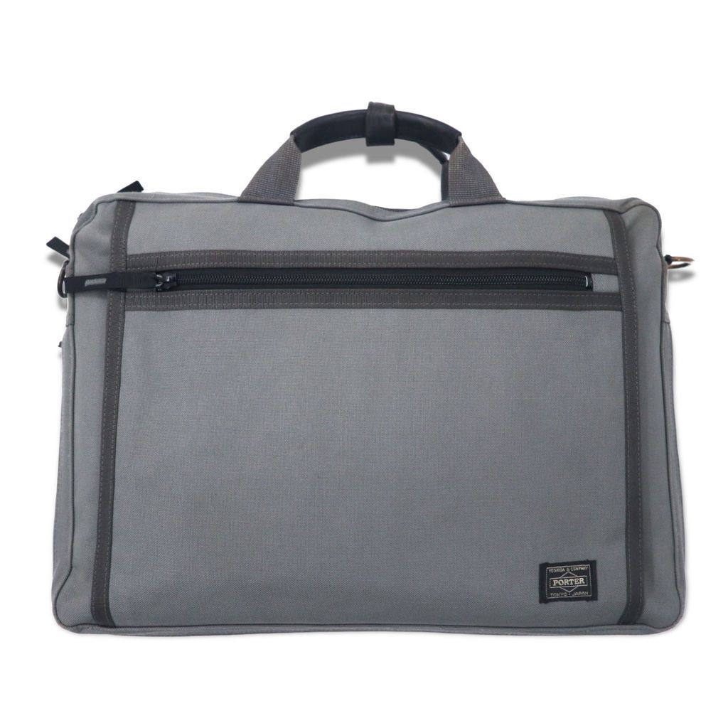 Porter Clip Briefcase Gray Polyester Business Bag… - image 1
