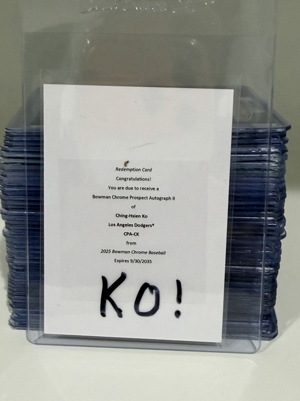 2025 Bowman Chrome Ching-Hsien Ko 1st Bowman Autograph II Redemption Dodgers