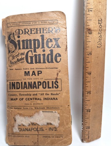 Drehers Simplex Street Guide Map Indianapolis & Central Indiana IN 1924 - Picture 5 of 5