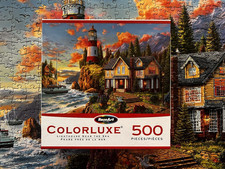 LIGHTHOUSE NEAR THE SEA - 500 PIECE PUZZLE - SIZE 23.5 X 16.5 - COMPLETE