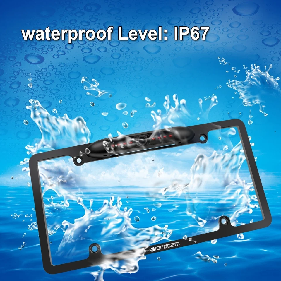 License Plate Frame Rear View Backup Camera 170° Viewing Angle Universal Car ... - Image 4 of 4