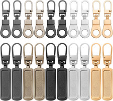 20 Pcs Zipper Pull Replacement Metal Slider Repair Kit for Jackets Bags