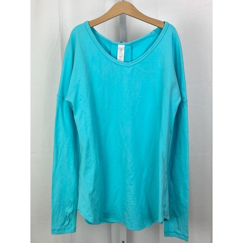 IVIVVA Lululemon Mindful Moment Long Sleeve Tee Top Back Pleat Blue Girls 14