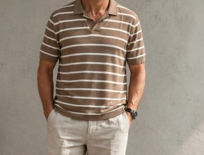 Coole Herren Poloshirts Gr. L Massimo Dutti Baumwolle Beige Creme