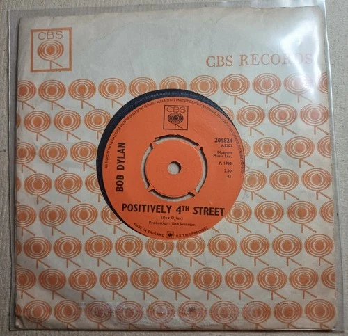 Bob Dylan Positively 4th Street 7" Vinyl Record UK 1st Press 1965 201824 CBS