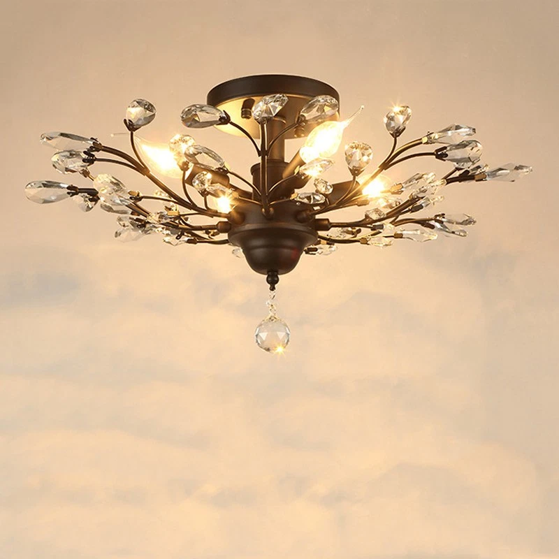 5-Lights Vintage Ceiling Light Bedroom Ceiling Lighting Crystal Bar Ceiling Lamp - Image 4 of 4