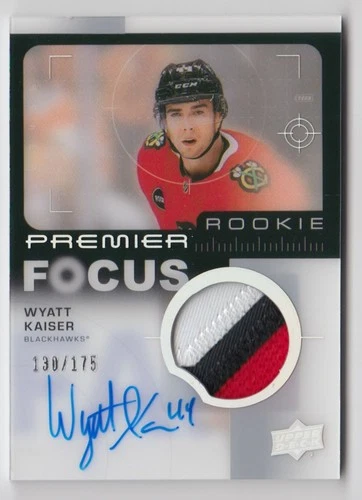 2023-24 UD Premier Patch Autograph Rookie Wyatt Kaiser Rookie Auto /175 Chicago