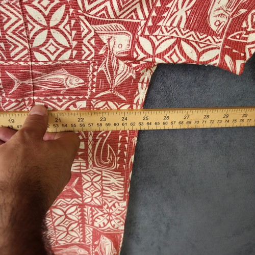 Quiksilver Waterman Shirt Men 2XL Red Tribal Hawaiian Tailored Fit Short Sleeve - Picture 7 of 10
