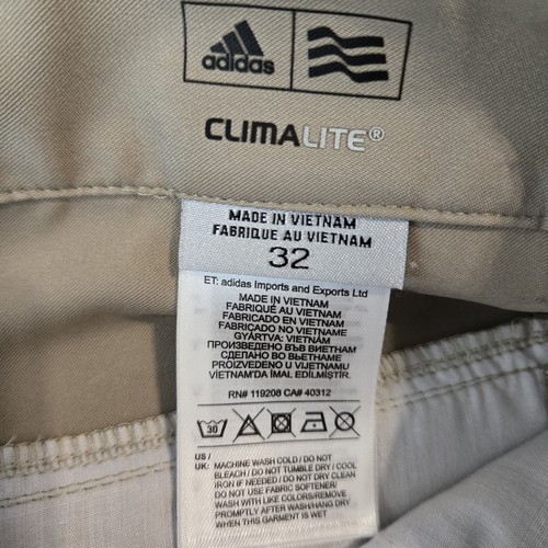 Pantaloni da golf Adidas 3 strisce da uomo taglia 32x37 alti kaki ecrù performance preppy - Foto 6 di 13