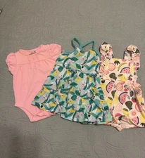 Infant Girls Size 6-9 Months Rompers (lot Of 3)various Name Brands