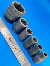 Snap-on Impact Socket Set 1/2” Dr 7/16” to 1-5/16” 6 Point 6 Pieces USA J-10-13