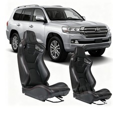 2x Universal Reclinable Bucket Seats Cars Pvc Adjustable Racing Seats Black