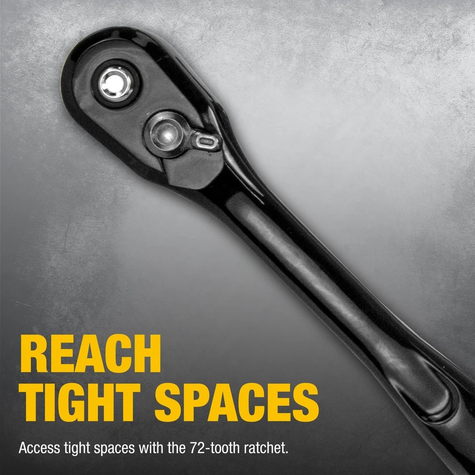 DEWALT Impact Socket Set with Ratchet, Metric/SAE, 1/2" Drive, 23-Piece Set with - Image 3 of 4